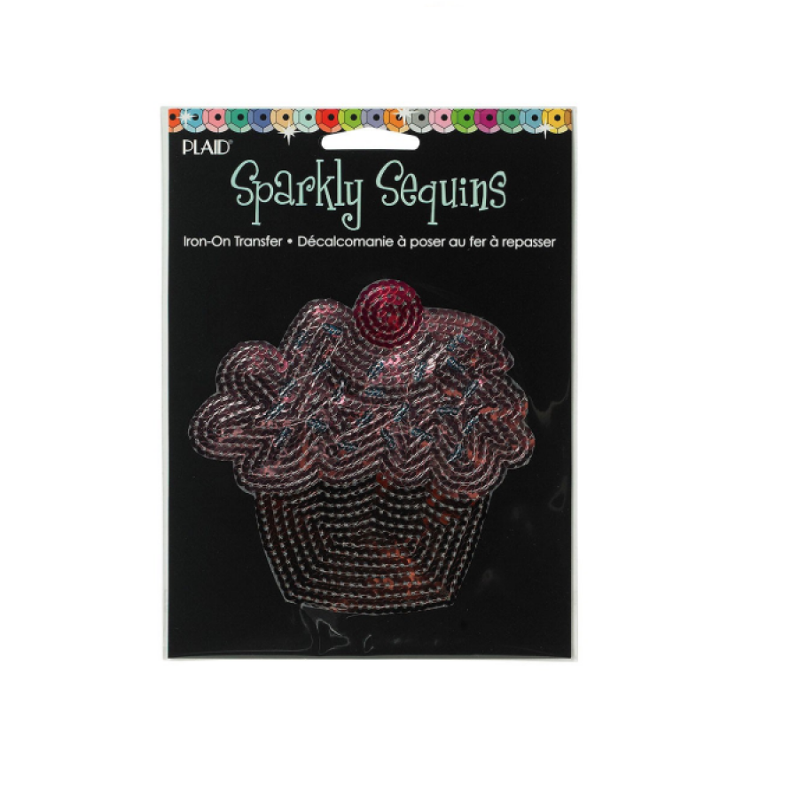 Sparkly Sequin Iron On Med Cupcake - Al Masam Stationery LLC