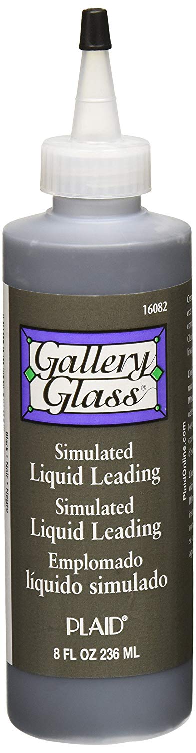 Black Gallery Glass Liquid Lead by Plaid, 8 oz., glass and ceramic paint for decorative window and stained glass art.
