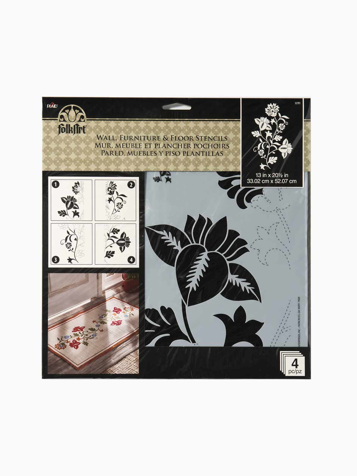 Folk Art Large Painting Stencil- Climbing Floral - MSP 32781 - Al Masam Stationery LLC Main image