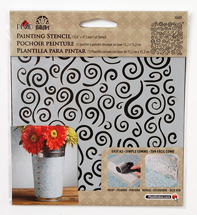 Folk Art Small Painting Stencil - Swirl Background - MSP 30607 - Al Masam Stationery LLC Main image