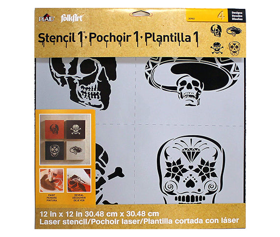 Folkart Ed Roth Stencil Skull Set 12 X 12 - Al Masam Stationery LLC Main image