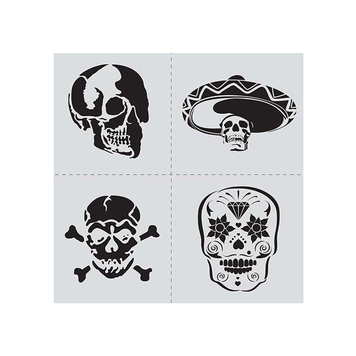 Folkart Ed Roth Stencil Skull Set 12 X 12 - Al Masam Stationery LLC
