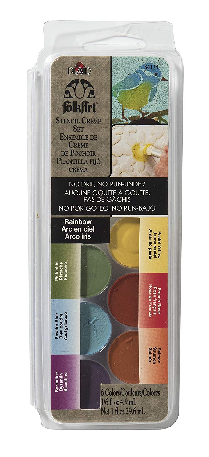 Folkart Stencil Creme Paint Set Rainbow - Al Masam Stationery LLC Main image