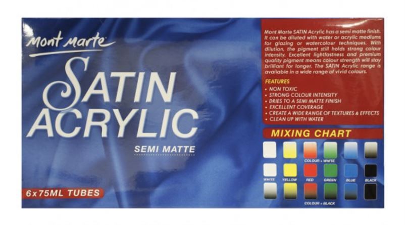 Mont Marte Satin Acrylic Semi Matte 6pc x 75ml - Al Masam Stationery LLC Main image