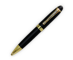 AMS-PN-10 - Black & Gold pen with silver trim on clip - Al Masam Stationery LLC