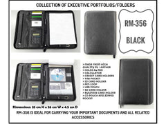 Details AMS-RM-356 - Black Zipped folder - Al Masam Stationery LLC