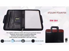 AMS-RM 384 - PU leather Portfolio with handle - Al Masam Stationery LLC