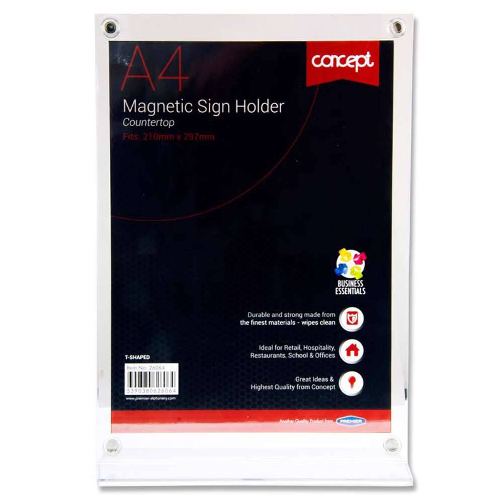 CONCEPT A4 MAGNETIC T SHAPED COUNTER TOP SIGN HOLDER - Al Masam Stationery LLC Main image
