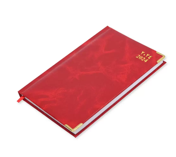 FIS A5 Diary 2024 English (Saturday &amp; Sunday Combined) Red - Al Masam Stationery LLC
