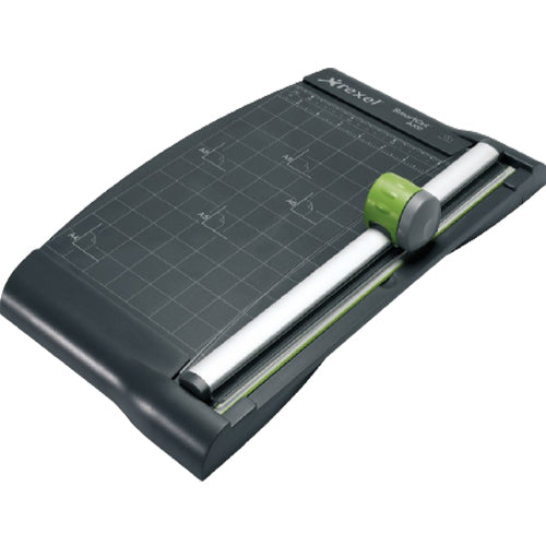 Rexel RXLTMRA300A4 A300 trimmer and guillotine with sharp cutting blade and sturdy base for precise paper trimming.