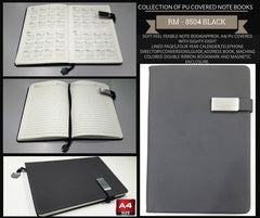 AMS-RM-8504 - BLACK - A4 size - Soft touch Notebooks - Al Masam Stationery LLC