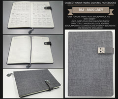 GREY -A5 size Fabric Notebooks - Al Masam Stationery LLC