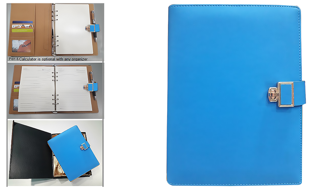 AMS-RM-200-F-44 - (BLUE) PU Leather Organizer - Al Masam Stationery LLC