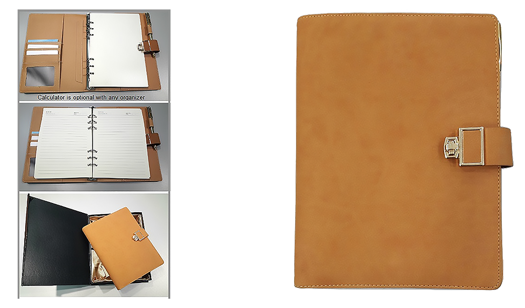 AMS-RM-200-F-44 - Brown PU Leather Organizer - Al Masam Stationery LLC