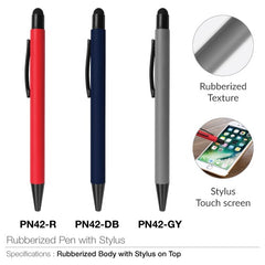 AMS-PN-42  - Rubberized pens with Stylus - Al Masam Stationery LLC