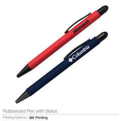 AMS-PN-42  - Rubberized pens with Stylus - Al Masam Stationery LLC