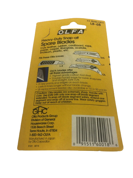 Olfa Heavy Duty Spare Blades Pack of 6pcs - Al Masam Stationery LLC