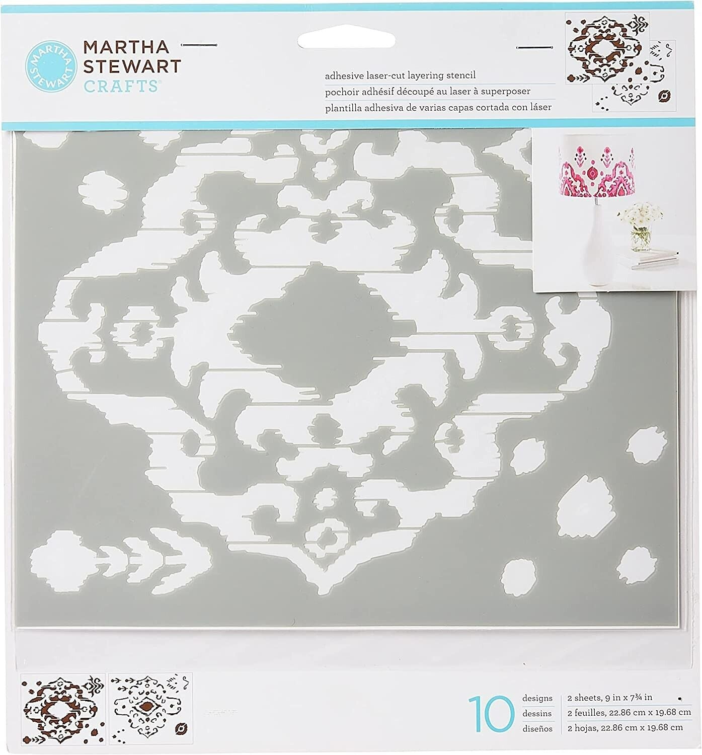 Martha Stewart Adhesive Stencils 2 Sheets Ikat - MSP 17637 - Al Masam Stationery LLC Main image
