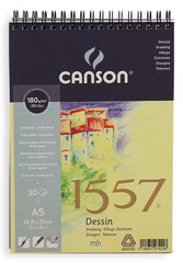 CANSON 1557 SPIRAL DRAWING PAD A5 180 GSM 30 SHEETS