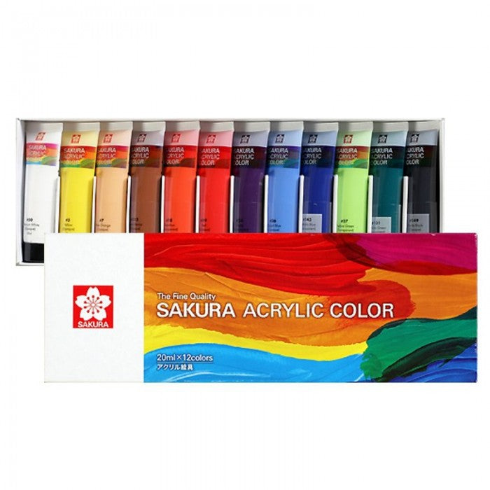 SAKURA ACRYLIC 12 PC SET 20ML - Al Masam Stationery LLC Main image