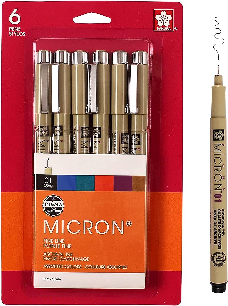 PIGMA MICRON PEN, 6 PENS SET - (SKXSDK-6) - Al Masam Stationery LLC Main image