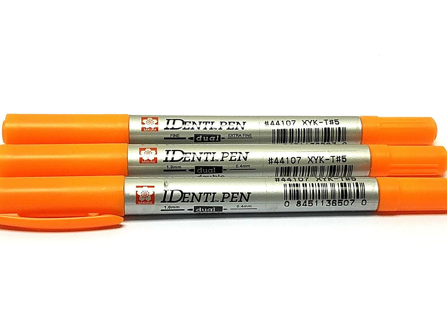 Sakura Identi-pen Permanent Ink, Orange Dual Point Pen 3 each New - Al Masam Stationery LLC Main image