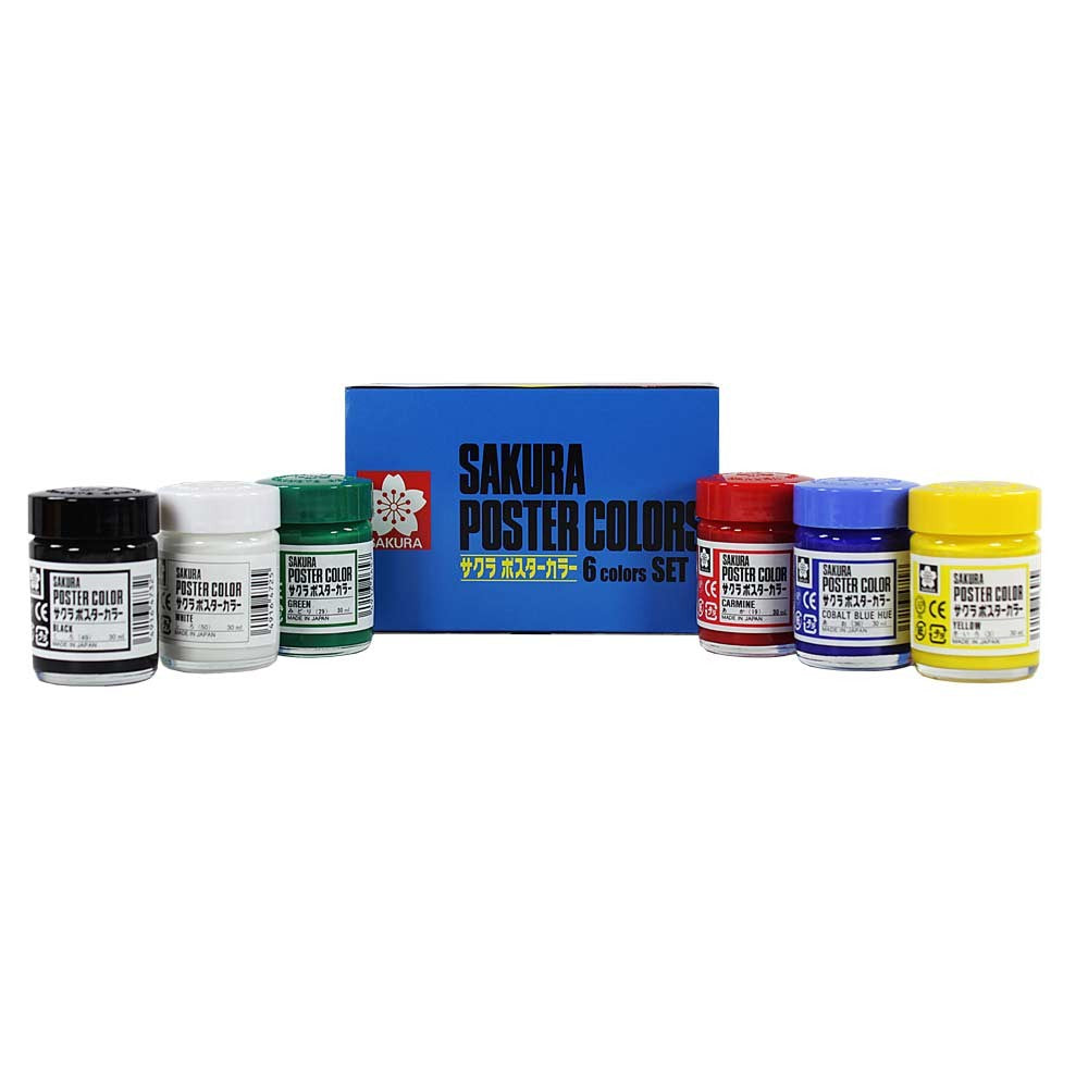 SAKURA POSTER COLOURS 30ML 6-COLOUR SET - Al Masam Stationery LLC Main image