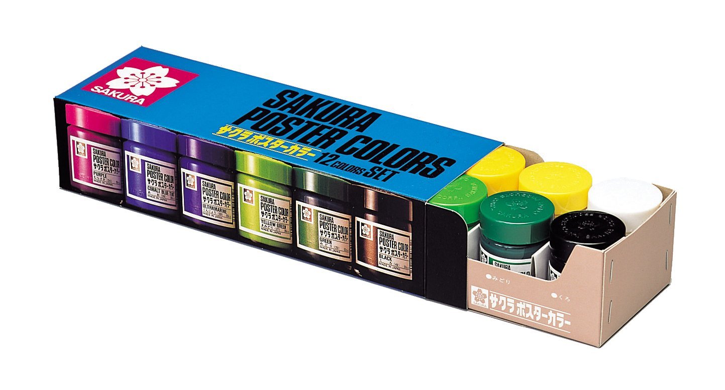 SAKURA POSTER COLOURS 30ML 12-COLOUR SET - Al Masam Stationery LLC Main image