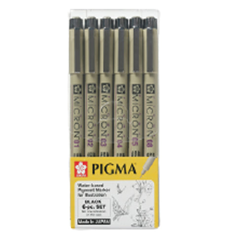 PIGMA MICRON PEN, 6 PENS SET - (SKXSDK-6A) - Al Masam Stationery LLC Main image
