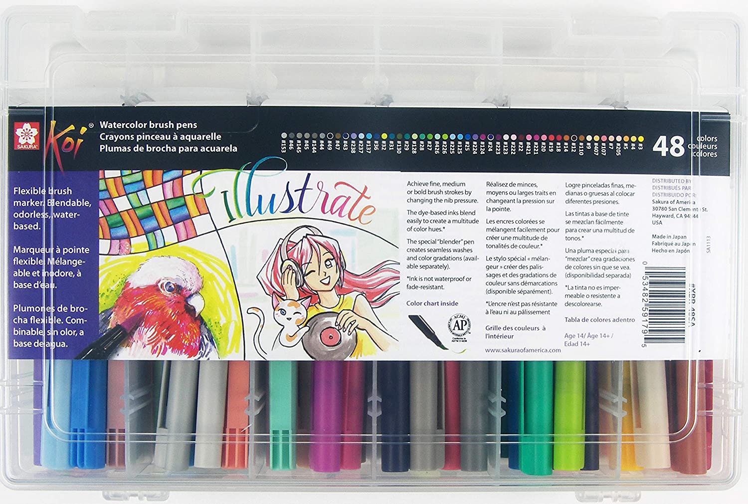 Sakura XBR-48SA 48-Piece Koi Assorted Coloring Brush Pen Set - Al Masam Stationery LLC Main image