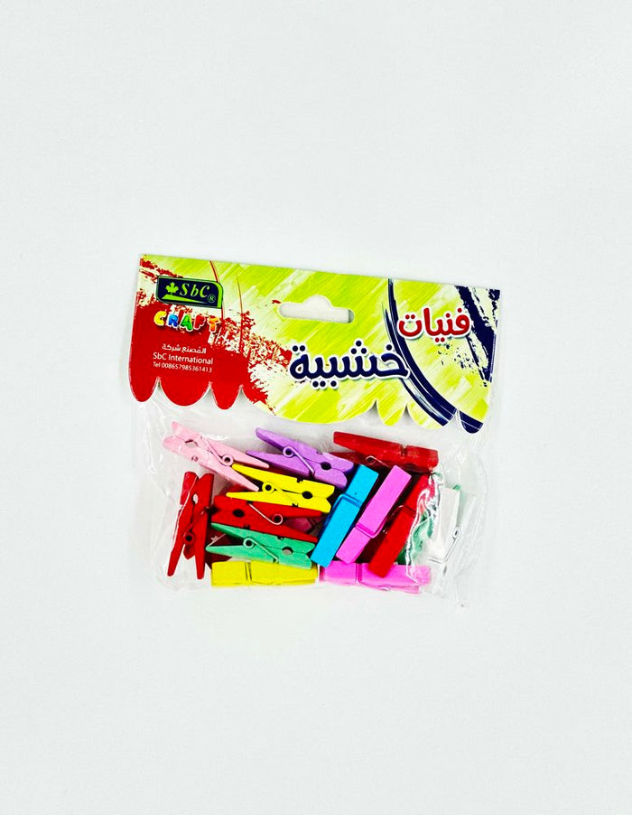 SBC Wooden Clips Asstd Color 20pc - Al Masam Stationery LLC
