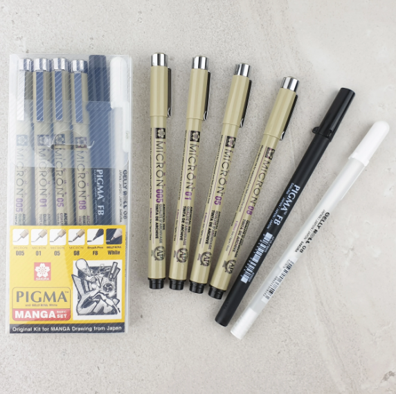 PIGMA AND GELLY ROLL WHITE MANGA PEN SET - Al Masam Stationery LLC