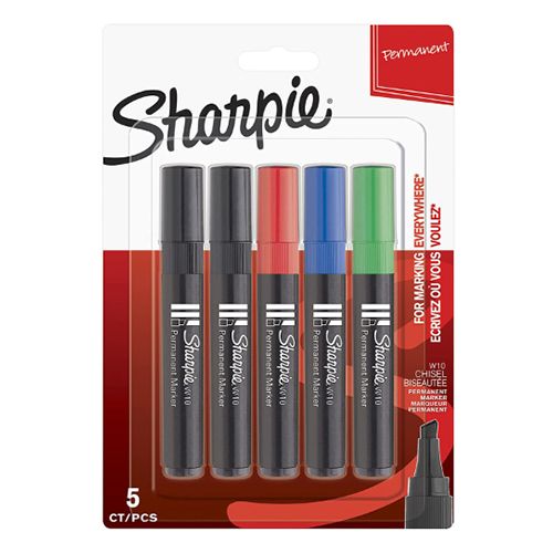 Sharpie Chisel Tip Permanent Marker Assorted 5 Pieces - Al Masam Stationery LLC Main image