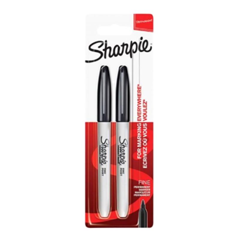 Sharpie Fine Tip Black Ink Permanent Marker 2 Pieces - Al Masam Stationery LLC Main image