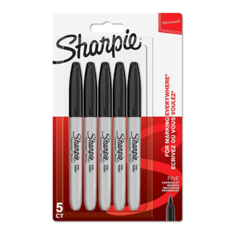 Sharpie Fine Tip Black Ink Permanent Marker 5 Pieces - Al Masam Stationery LLC Main image
