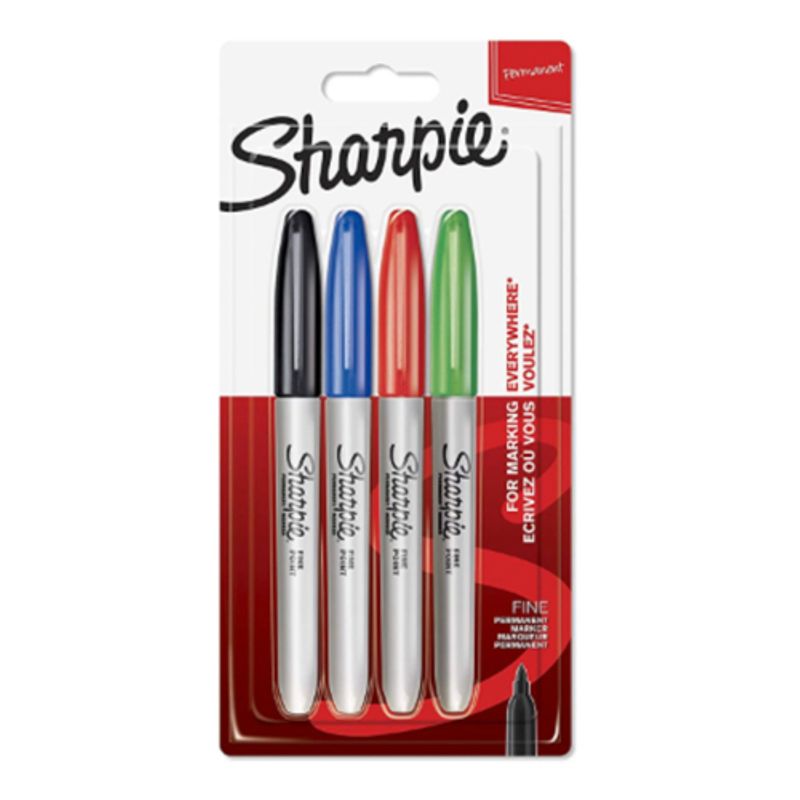 Sharpie Fine Tip Permanent Marker Assorted 4 Pieces - (SP-1985858) - Al Masam Stationery LLC Main image