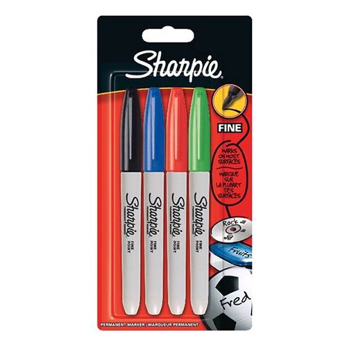 Sharpie Fine Tip Permanent Marker Assorted 4 Pieces - (SP-S0810970) - Al Masam Stationery LLC Main image