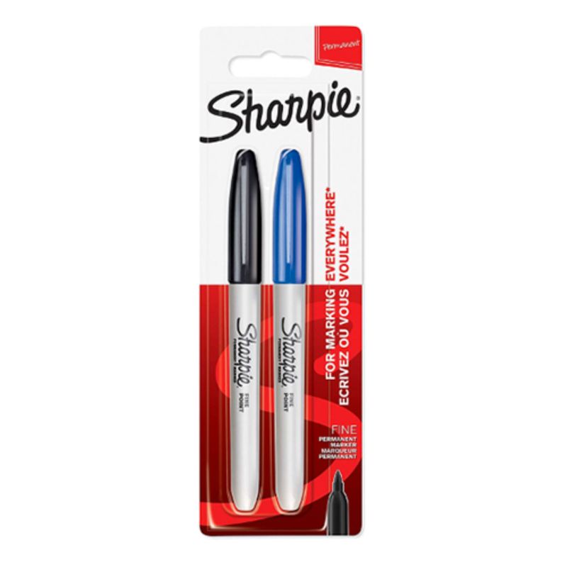 Sharpie Fine Tip Permanent Marker Black And Blue Ink 2 Pieces - Al Masam Stationery LLC Main image