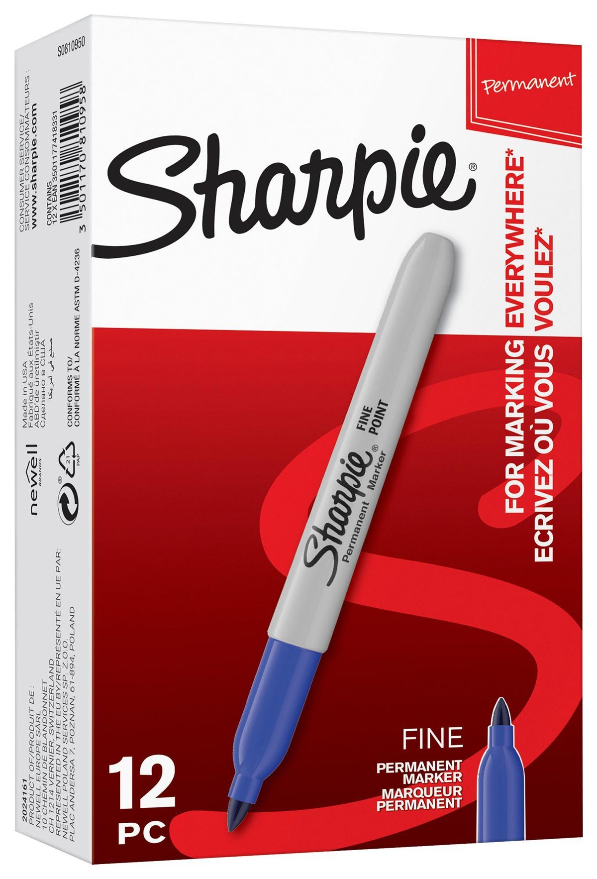 Sharpie Permanent Marker Fine Blue - Al Masam Stationery LLC Main image