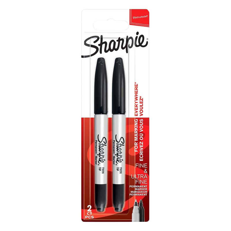 Sharpie Twin Tip Black Ink Permanent Marker 2 Pieces - Al Masam Stationery LLC Main image