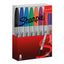 Set of 8 Sharpie fine tip permanent markers in assorted colors, ideal for writing, drawing, and labeling on various surfaces.