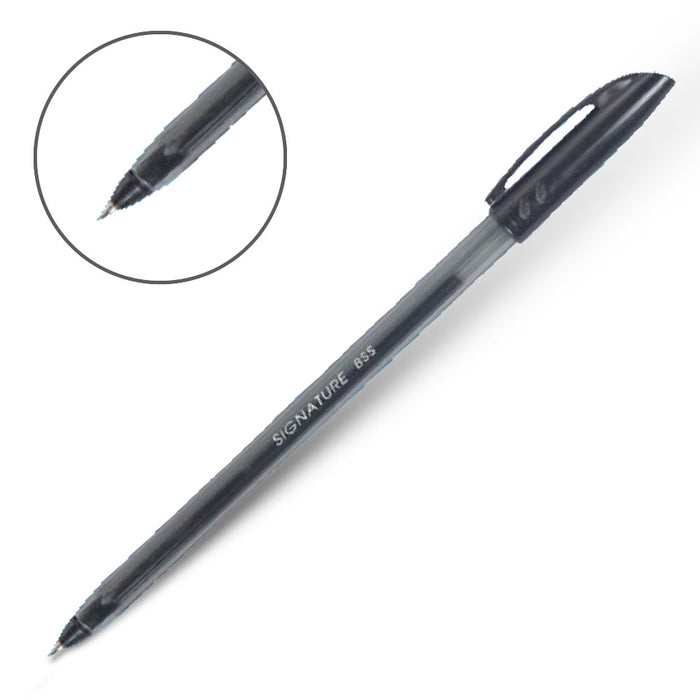 Signature BSS (0.8mm Tip Ball Point Pen) (BSS) - Black | Pack Containin 50 Piece - Al Masam Stationery LLC