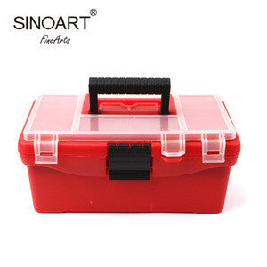 Portable Red Plastic Art Tool Box With Two Layers - Al Masam Stationery LLC Main image