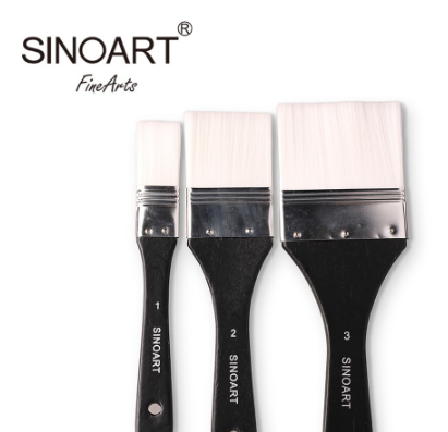 Sinoart Paint Brush Set 3 White Synthetic Brush - Al Masam Stationery LLC Main image
