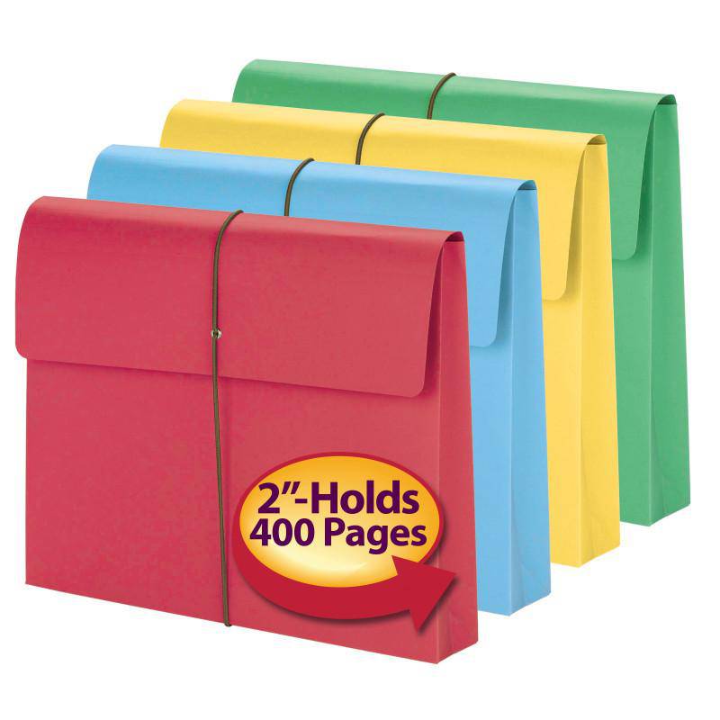 Smead expanding wallet with 2-inch flap, cord closure, in assorted colors, compact and organized for secure storage. Main image