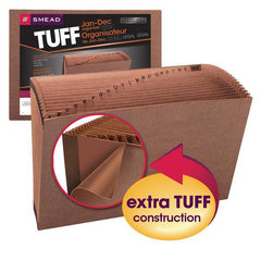 SMEAD TUFF EXPANDING FILE MONTHLY 12 POCKETS FLAP AND ELASTIC CORD CLOSURE REDROPE PRINTED STOCK - Al Masam Stationery LLC