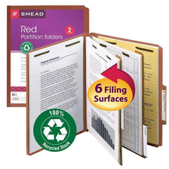 SMEAD 100% RECYCLED PRESSBOARD CLASSIFICATION FOLDER 2" RED - Al Masam Stationery LLC