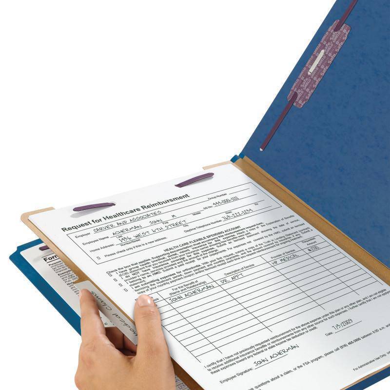 SMEAD PRESSBOARD CLASSIFICATION FILE FOLDER WITH SAFE SHIELD DIVIDER 2" DARK BLUE - Al Masam Stationery LLC