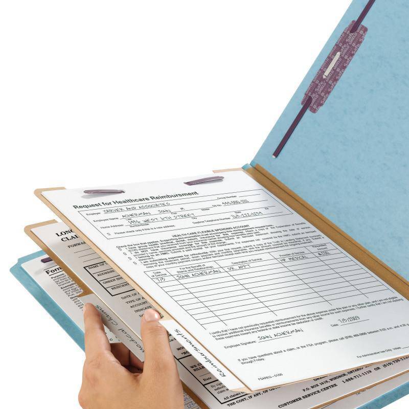 SMEAD PRESSBOARD CLASSIFICATION FILE FOLDER WITH SAFE SHIELD DIVIDERS 2" BLUE - Al Masam Stationery LLC