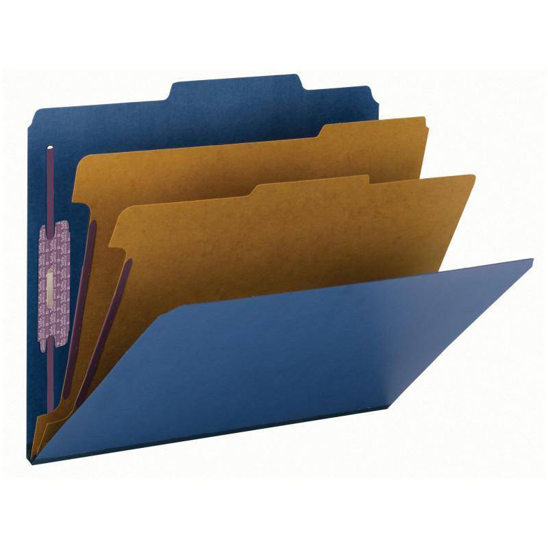 SMEAD PRESSBOARD CLASSIFICATION FILE FOLDER WITH SAFE SHIELD DIVIDERS 2" DARK BLUE - Al Masam Stationery LLC Main image